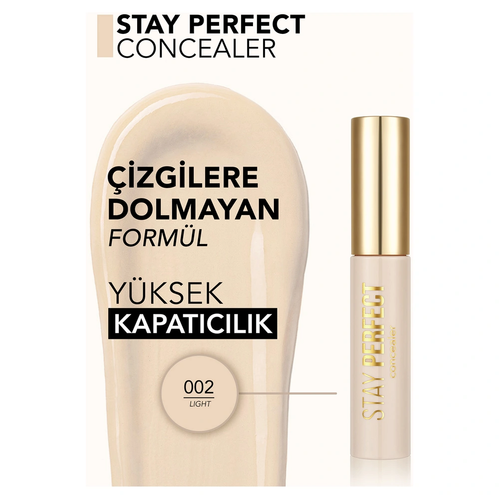 Doğal Bitişli Kapatıcı (SICAK ALT TON) - Stay Perfect Concealer - 002 Light - 8682536085465 - Görsel 5